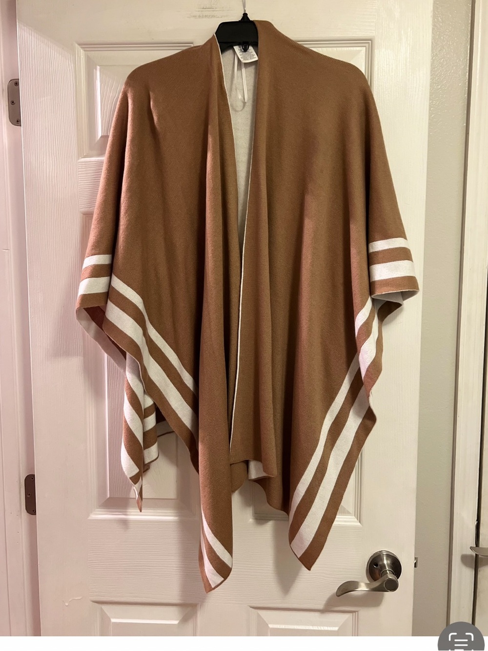 Ralph Lauren Camel Striped Open Poncho Wrap
